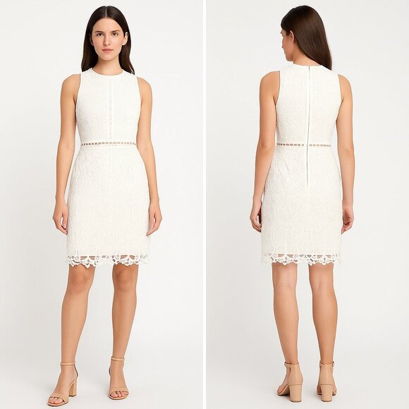 ULUS WHITE LACE HALTER SHEATH MIDI DRESS L NWT - Picture 1 of 12